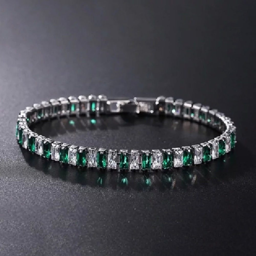 Cubic zirconia tennis bracelet women bracelet fashion  green Valentine’s Present